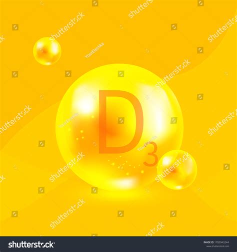 Vitamin D3 Cholecalciferol Complex Golden Yellow Stock Vector (Royalty