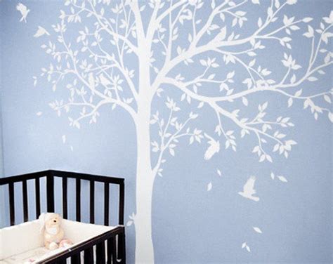 Large Tree Wall Decal White Tree Wall Decal Wall Mural - Etsy | Tree wall decal, Bird wall art ...