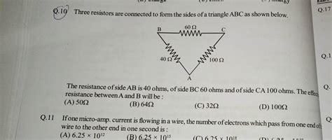 Q Three Resistors Are Connected To Form The Sides Of A Triangle Abc As