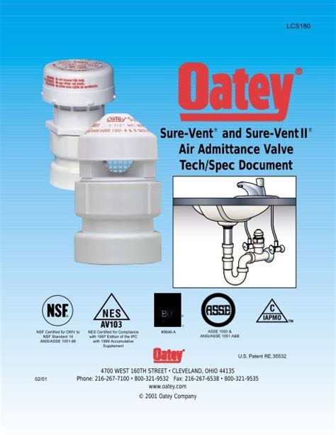 OATEY Sure-Vent Installation Eliminate The Vent Pipe!, 56% OFF