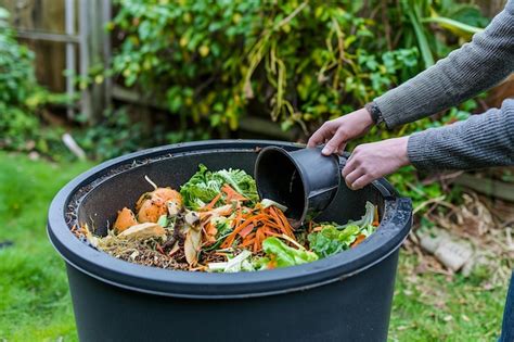 Adding Kitchen Scraps To Compost Bin Premium Ai Generated Image