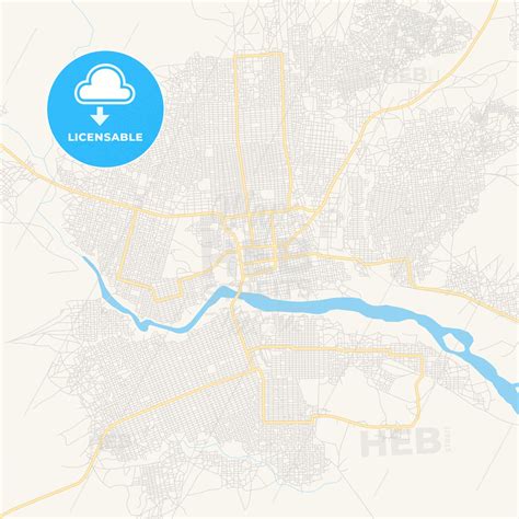 Printable street map of Nyala, Sudan - HEBSTREITS