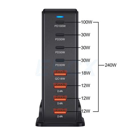 W Gan Usb C Fast Charging Station Ports Pd Type C Charger For