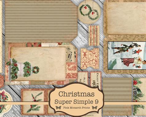 Christmas Super Simples 9 Junk Journal Kit Junk Journal Etsy