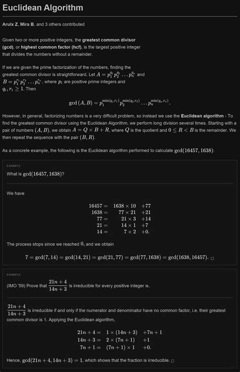 Euclidean Algorithm | Maths formula book, Mathematics worksheets, Math ...