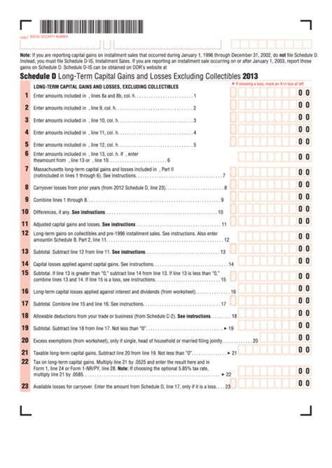 Fillable Schedule D Long Term Capital Gains And Losses Excluding