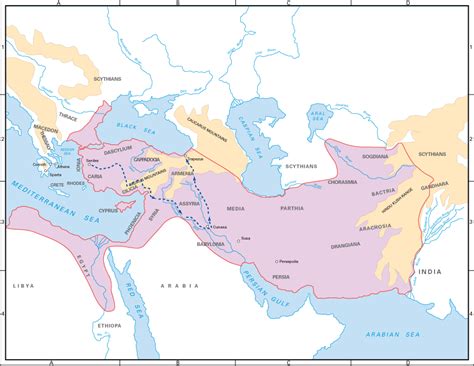 Map of Persia and the March of the Ten Thousand (Illustration ...