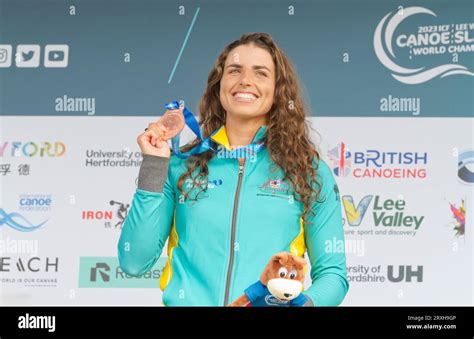 Jessica Fox Of Australia Shows Her Bronze Medal After Finishing Third