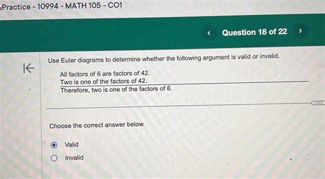 Solved Practice 10994 MATH 105 CO1 Question 18 Of 22 Use Euler