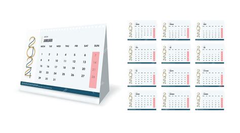 Design De Calendário 2024 Para Colocar Na Mesa Com Design De Folha De