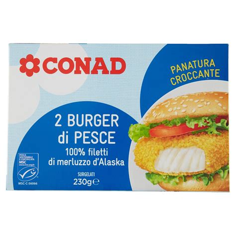 2 Burger Di Pesce Surgelati 230 G Conad Conad