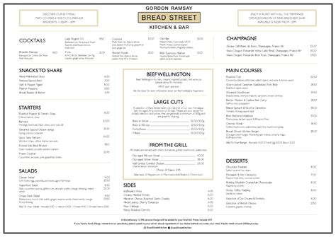 Menus Bread Street Kitchen And Bar Liverpool Gordon Ramsay Restaurants