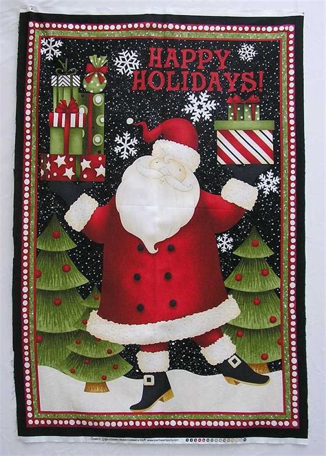 Father Christmas Panel Santa Claus Fabric Panel Christmas Etsy