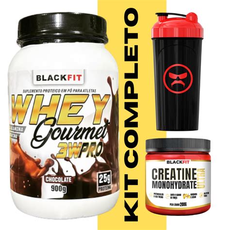 KIT Whey Creatina Coqueteleira Melhor Que Max Titanium Black Skull