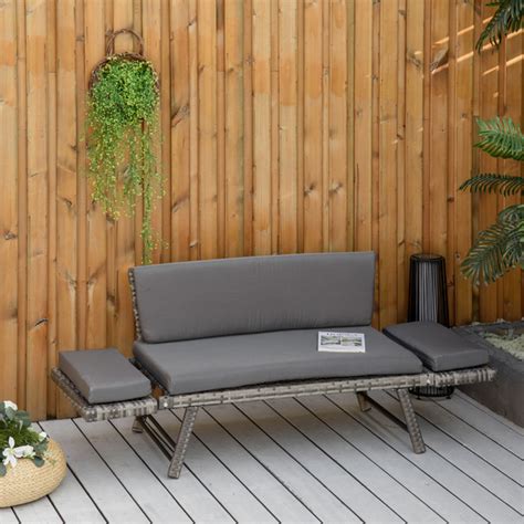 Outsunny Polyrattan Gartensofa Sitzer Gartenm Bel Loungesofa