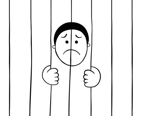 Cartoon Prisoner Holding Prison Bars Vector Illustration 2889616 Vector ...