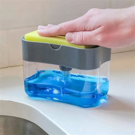 Dispenser Detergente 2 em 1 Esponja Limpeza Louça Dosador Utimix