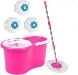 GTE Spin Floor Cleaning Easy Bucket Mop With 3 Microfiber Refill Head