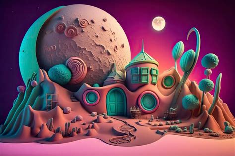 Premium AI Image | 3d illustration of fantasy landscape