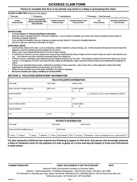 Aflac Form S2029 Ca 2005 Fill Out And Sign Online Dochub