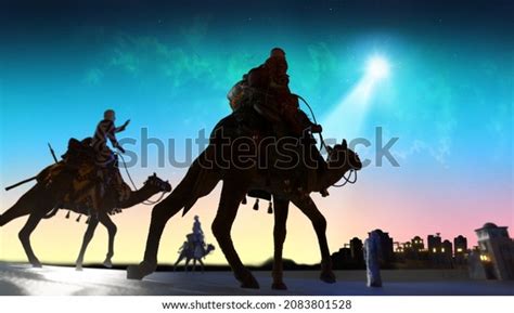 Christian Christmas Scene Three Wise Men 库存插图 2083801528 Shutterstock