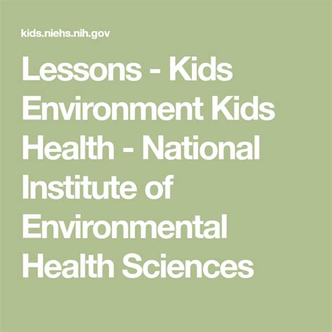 Lessons Kids Environment Kids Health National Institute Of