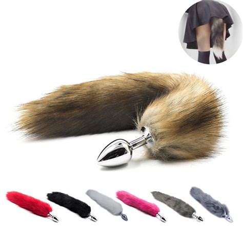 Fox Tail Anal Plug In Adult Games Stainless Steel Anal Pleasure Bead