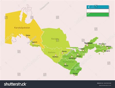 Vector Image Uzbekistan Regions Map Stock Vector (Royalty Free ...