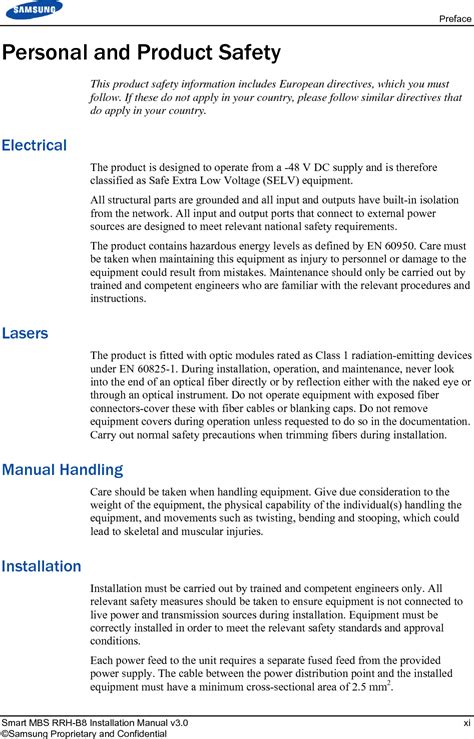 Samsung Electronics Co SLS BR02BQ RRU Remote Radio Unit User Manual