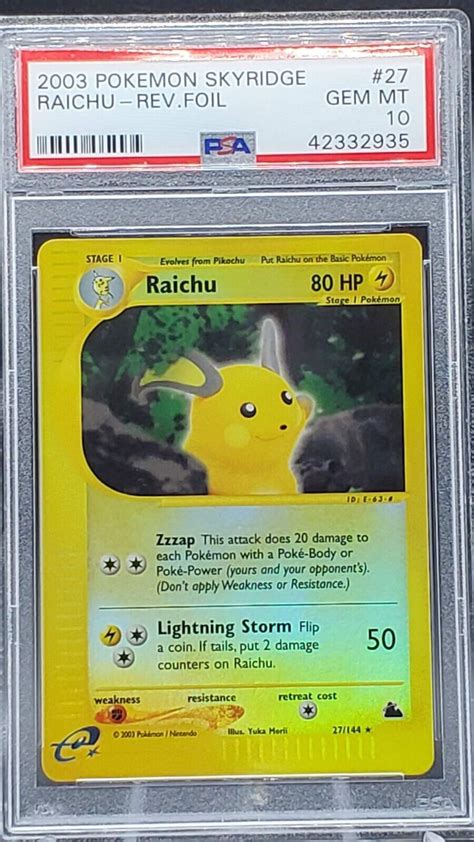 Psa Gem Mint Raichu Reverse Holo Skyridge Pokemon Card Gu Ebay