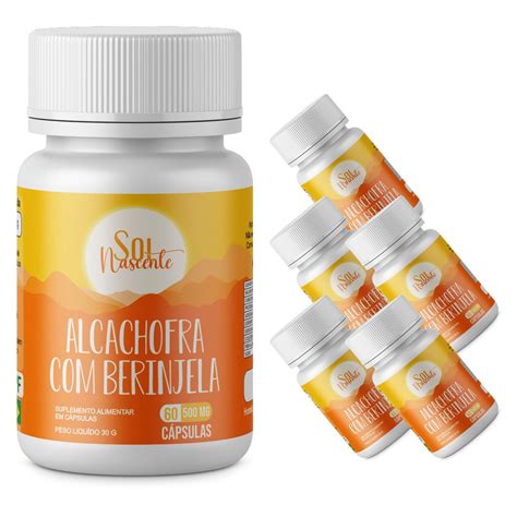 Kit 6x Alcachofra e Berinjela 60 Cáps 500 Mg 100 Natural Shopee