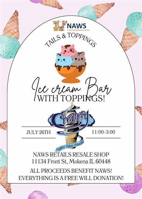 Tails & Toppings Ice Cream and toppings bar! Sponsoring by The Creamery