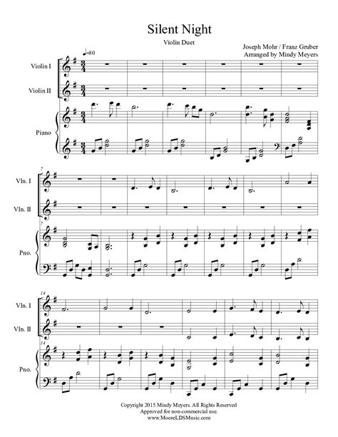 Christmas Violin Sheet Music Silent Night