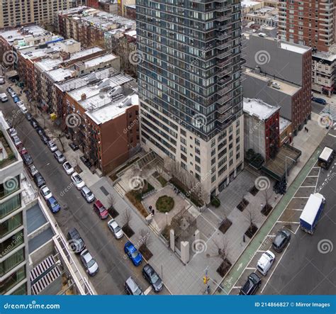 High Angle Birds Eye View Of Manhattan New York City Buildings