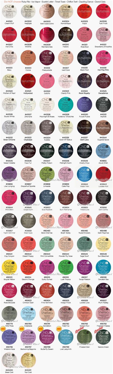 Outletnail Items Get Great Deals On Cnd Shellac Color Chart Items On