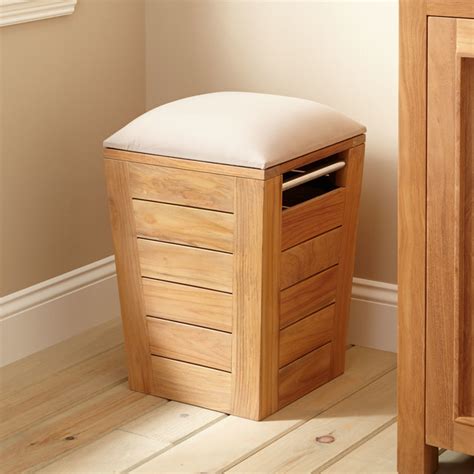 Teak Laundry Hamper Stool Small Traditional Bathroom Cabinets