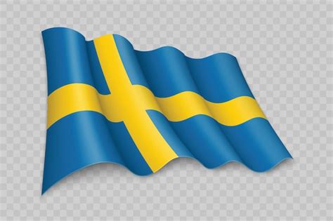 Premium Vector 3d Realistic Waving Flag Of Sweden