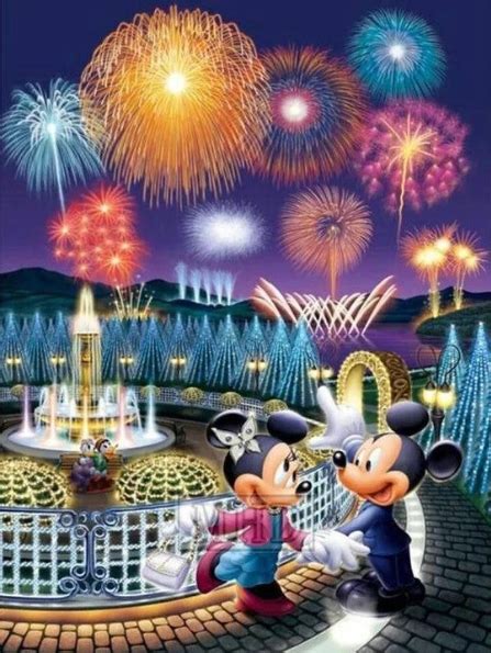 D Diamond Painting Mickey And Minnie Fireworks Fountain Kit Mickey