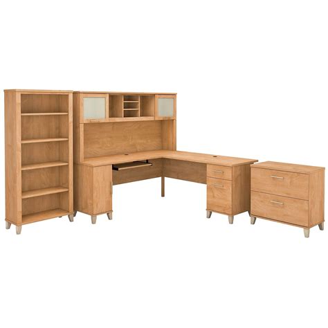 Bush Furniture Somerset L Shaped Desk With Hutch Lateral File Cabinet