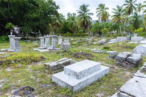 La Digue Island Cemetery Seychelles Landscape Photo Stock Image