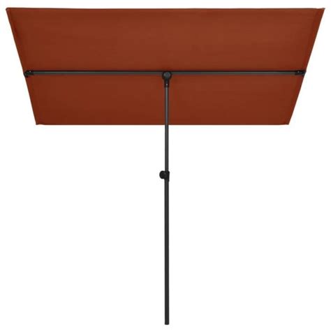 ZERODIS Parasol d extérieur avec mât en aluminium 2x1 5 m Terre cuite