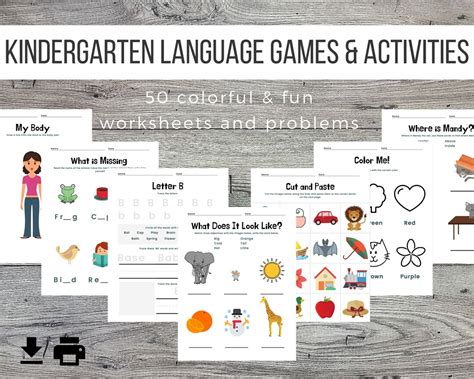 Language Worksheets For Kindergarten Activities