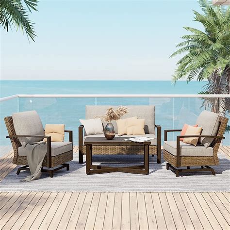 $89/mo - Finance Grand Patio Outdoor 4 Pieces Furniture Sofa Sets PE ...