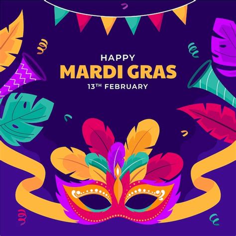 Premium Vector Flat Mardi Gras Illustration