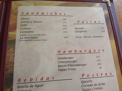 Menu At Pizzeria La Antillana Santiago De Los Caballeros