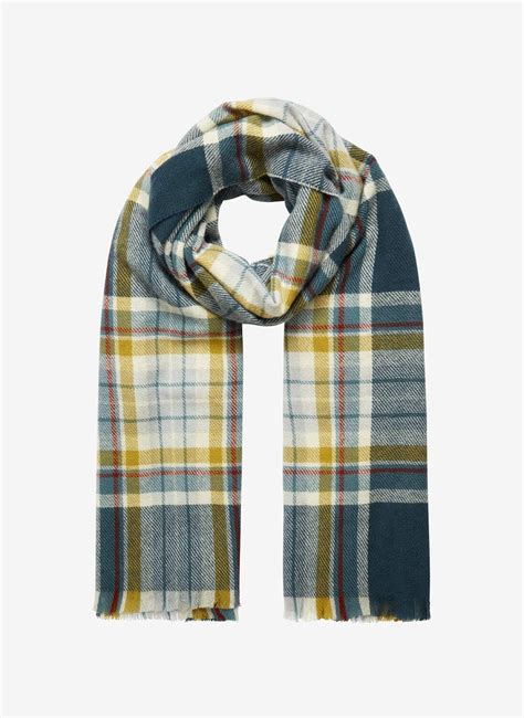 Spruce Citrine Cashmere Plaid Stole Scarves Brora