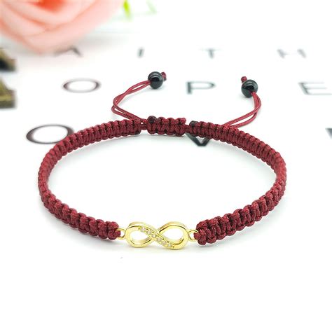 Adjustable Yellow Gold Plated Infinity Charm Rope Bracelets For Couples