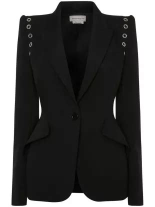 Alexander McQueen veste en laine à détails dœillets Noir