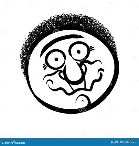 Funny Cartoon Face, Black And White Lines Vector Illustration. Stock ...