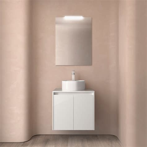 Meuble Salle De Bain NOJA 600 2 Portes WHITE GLOSS Plan De Toilette